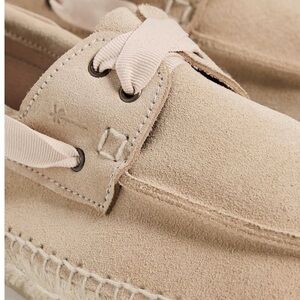 Women’s Suede Espadrille Boat Shoe in Beige